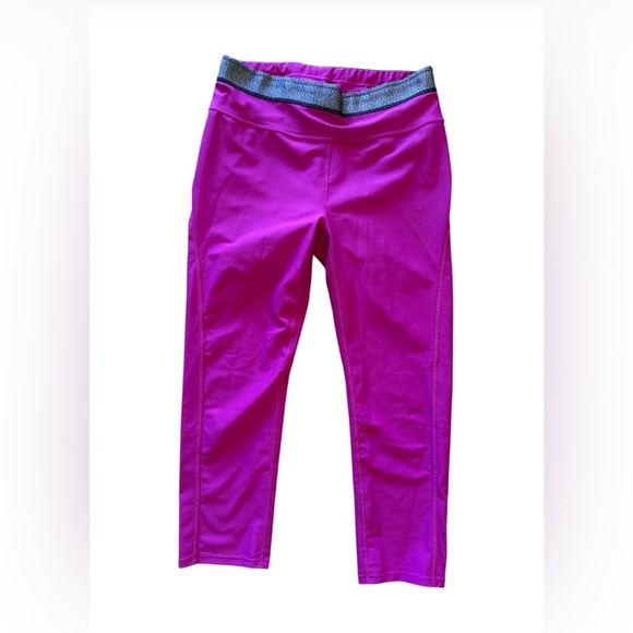 Athleta Womens Dobby Be Free Knicker Capri Leggings 54023 hot Pink Stretch M - Picture 2 of 16
